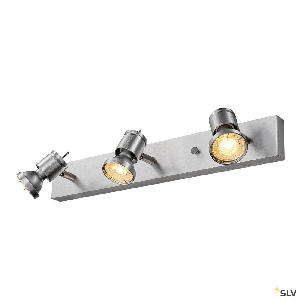 SLV ASTO III Wand- und Deckenleuchte, alu-brushed, 3xGU10 Spot, max. 75W