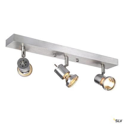 SLV ASTO III Wand- und Deckenleuchte, alu-brushed, 3xGU10 Spot, max. 75W