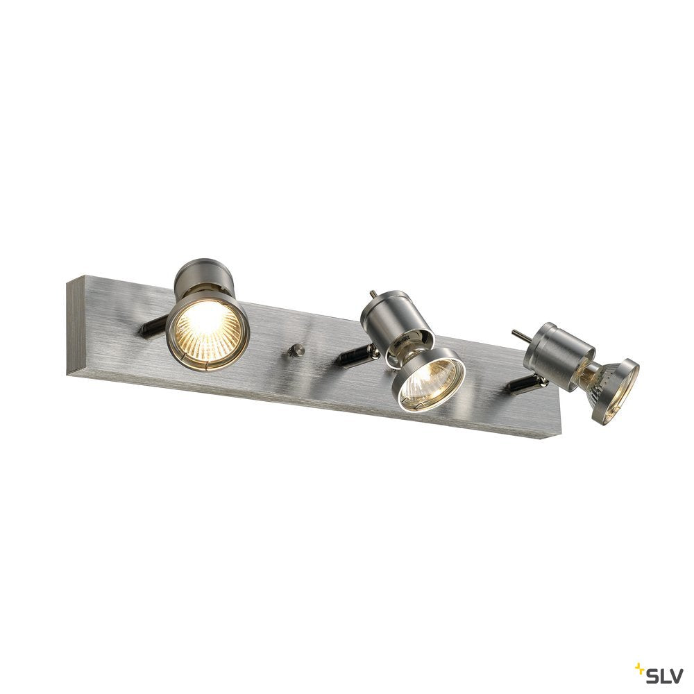 SLV ASTO III Wand- und Deckenleuchte, alu-brushed, 3xGU10 Spot, max. 75W