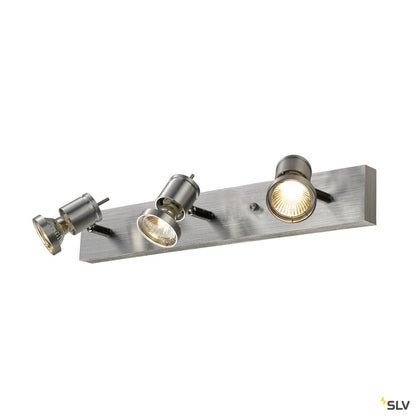 SLV ASTO III Wand- und Deckenleuchte, alu-brushed, 3xGU10 Spot, max. 75W