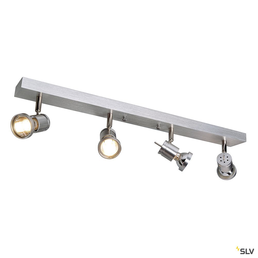 SLV ASTO IV Wand- und Deckenleuchte, alu-brushed, 4xGU10 Spot, max. 75W