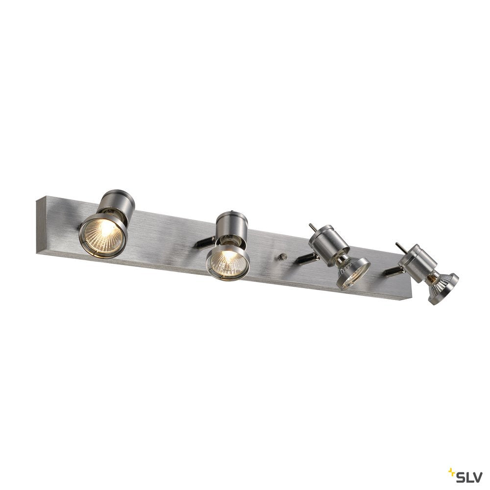 SLV ASTO IV Wand- und Deckenleuchte, alu-brushed, 4xGU10 Spot, max. 75W