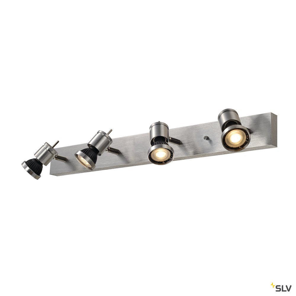 SLV ASTO IV Wand- und Deckenleuchte, alu-brushed, 4xGU10 Spot, max. 75W
