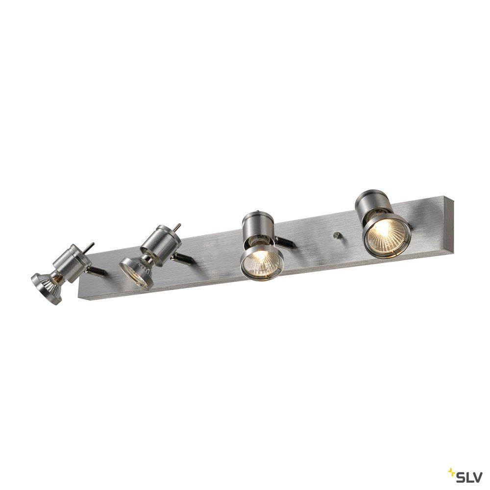 SLV ASTO IV Wand- und Deckenleuchte, alu-brushed, 4xGU10 Spot, max. 75W