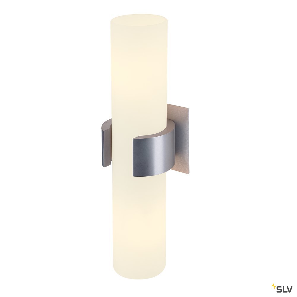 SLV DENA II Wandleuchte, alu brushed, Glas teil- satiniert, 2xE14, max. 40W