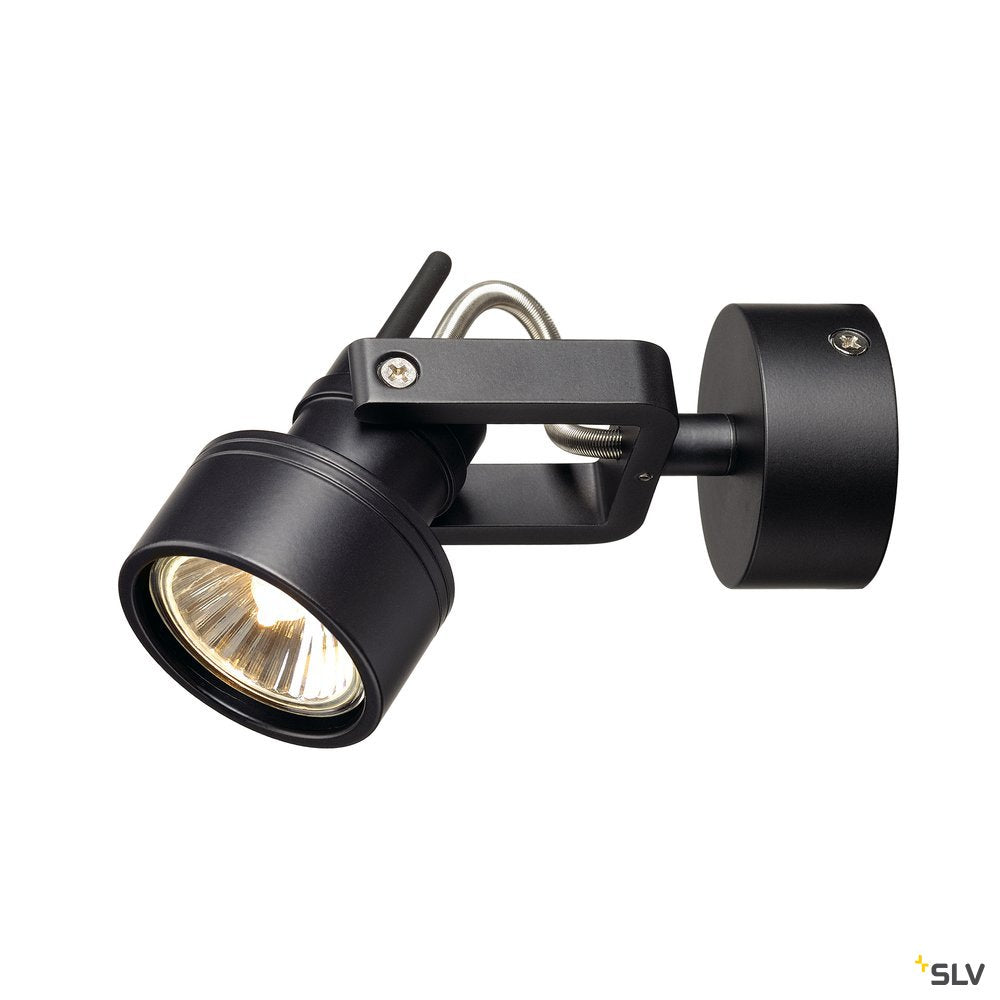 SLV INDA SPOT GU10 Wand- und Deckenleuchte, schwarz, max. 50W