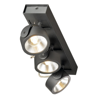 SLV KALU LED 3 Wand- undDeckenleuchte, mattschwarz,3x10W,3000K