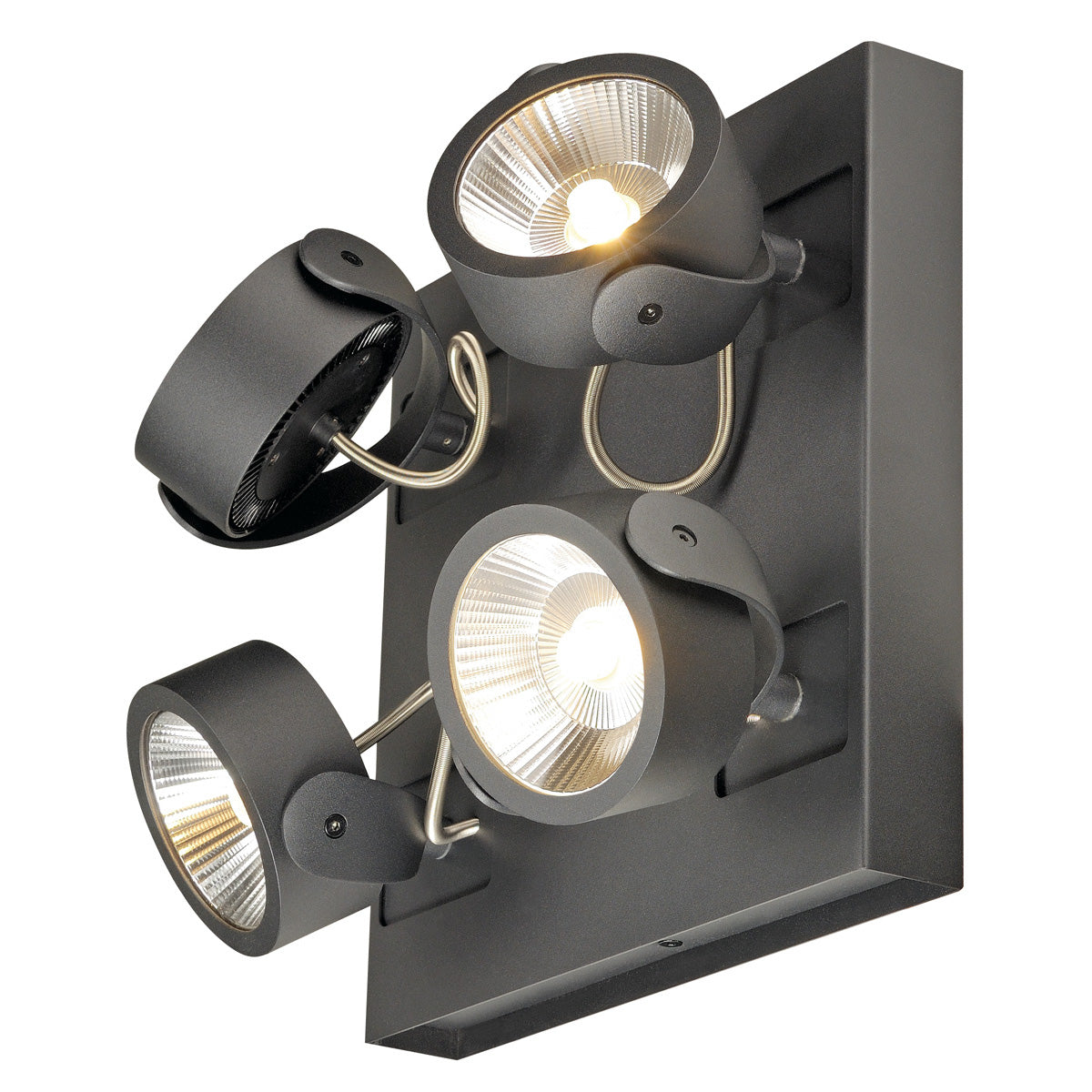 SLV KALU Wandleuchte, 4LED Spots,mattschwarz, 4x10W, 3000K,Leiste quadratisch