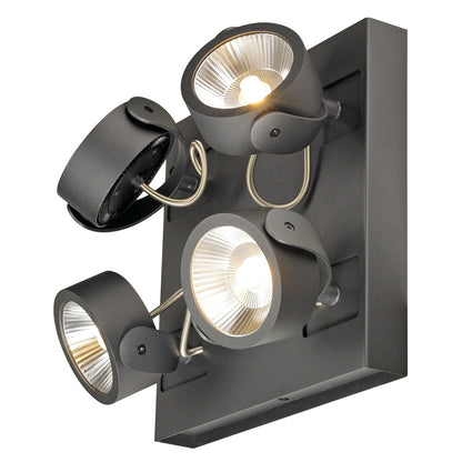 SLV KALU Wandleuchte, 4LED Spots,mattschwarz, 4x10W, 3000K,Leiste quadratisch