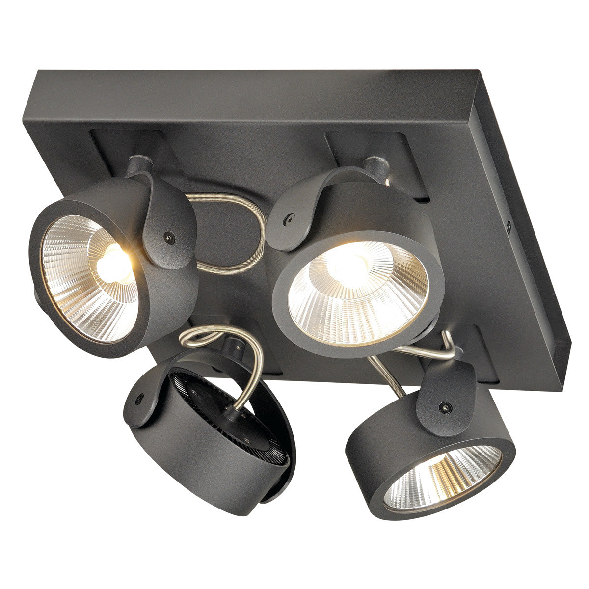 SLV KALU Wandleuchte, 4LED Spots,mattschwarz, 4x10W, 3000K,Leiste quadratisch