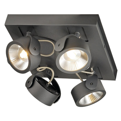 SLV KALU Wandleuchte, 4LED Spots,mattschwarz, 4x10W, 3000K,Leiste quadratisch