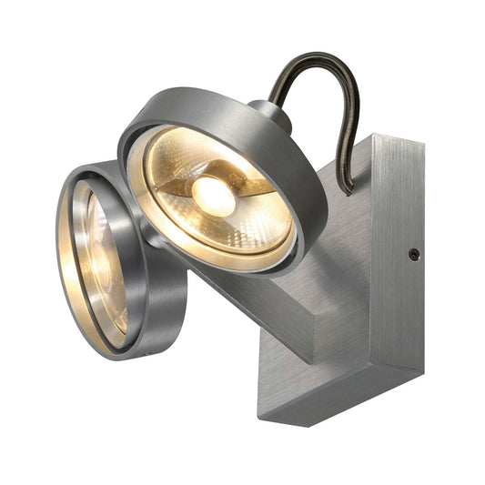 SLV KALU II ES111 DOUBLE Wand- und Deckenleuchte, alu gebürstet, 2xGU10, max. 2x50W