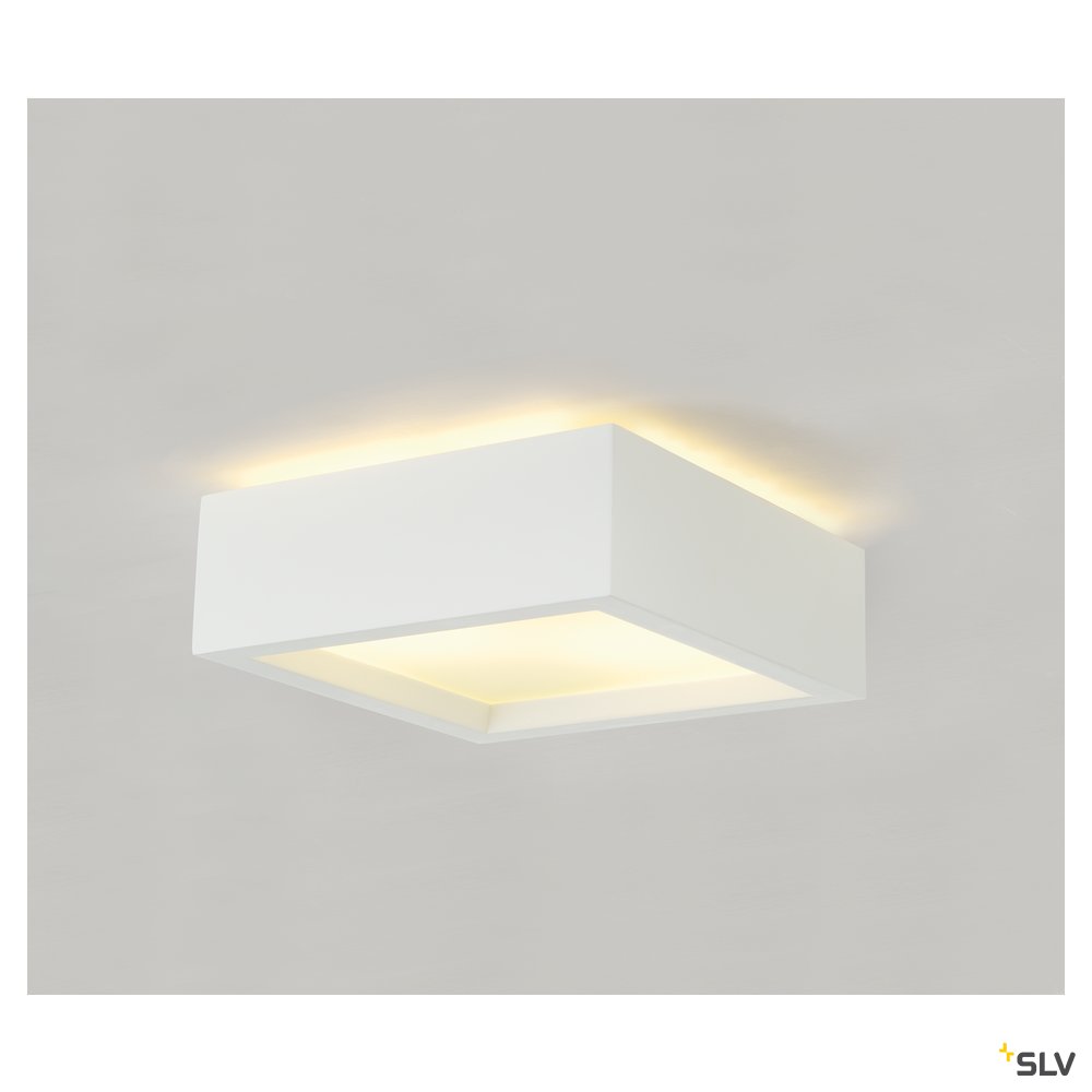 SLV Deckenleuchte, GL 104 E27, eckig, weisser Gips, max.2x25W