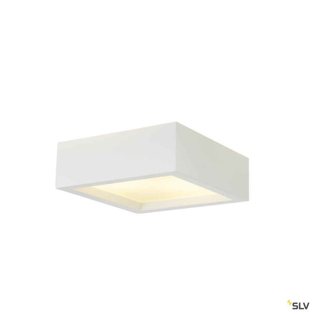 SLV Deckenleuchte, GL 104 E27, eckig, weisser Gips, max.2x25W