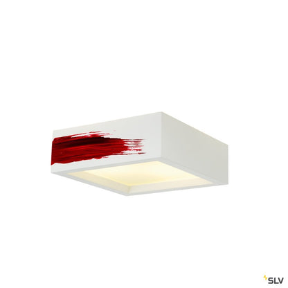 SLV Deckenleuchte, GL 104 E27, eckig, weisser Gips, max.2x25W