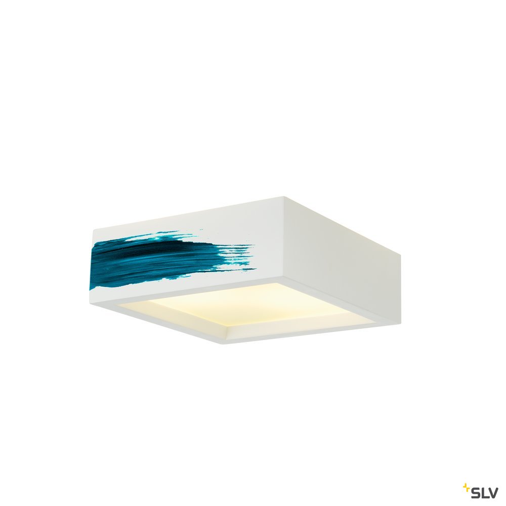SLV Deckenleuchte, GL 104 E27, eckig, weisser Gips, max.2x25W