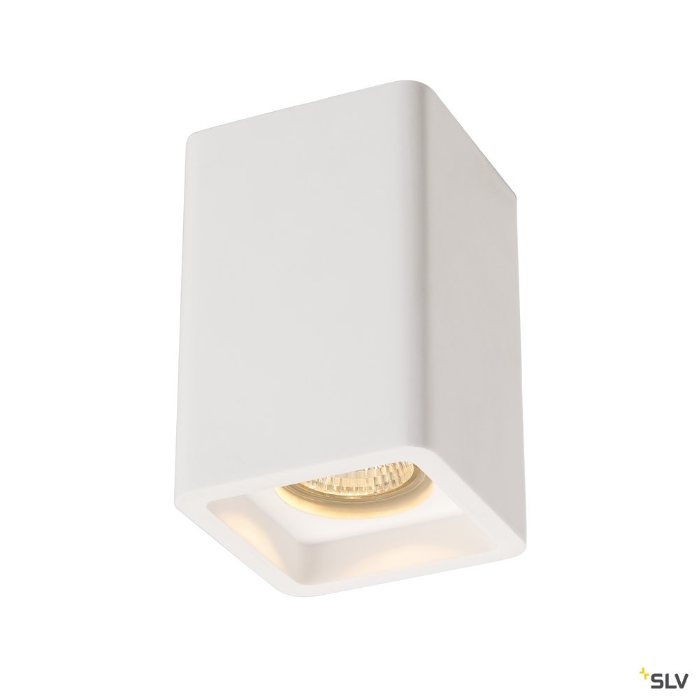 SLV PLASTRA Deckenleuchte, CL-1, eckig, weisser Gips, GU10, max.35W