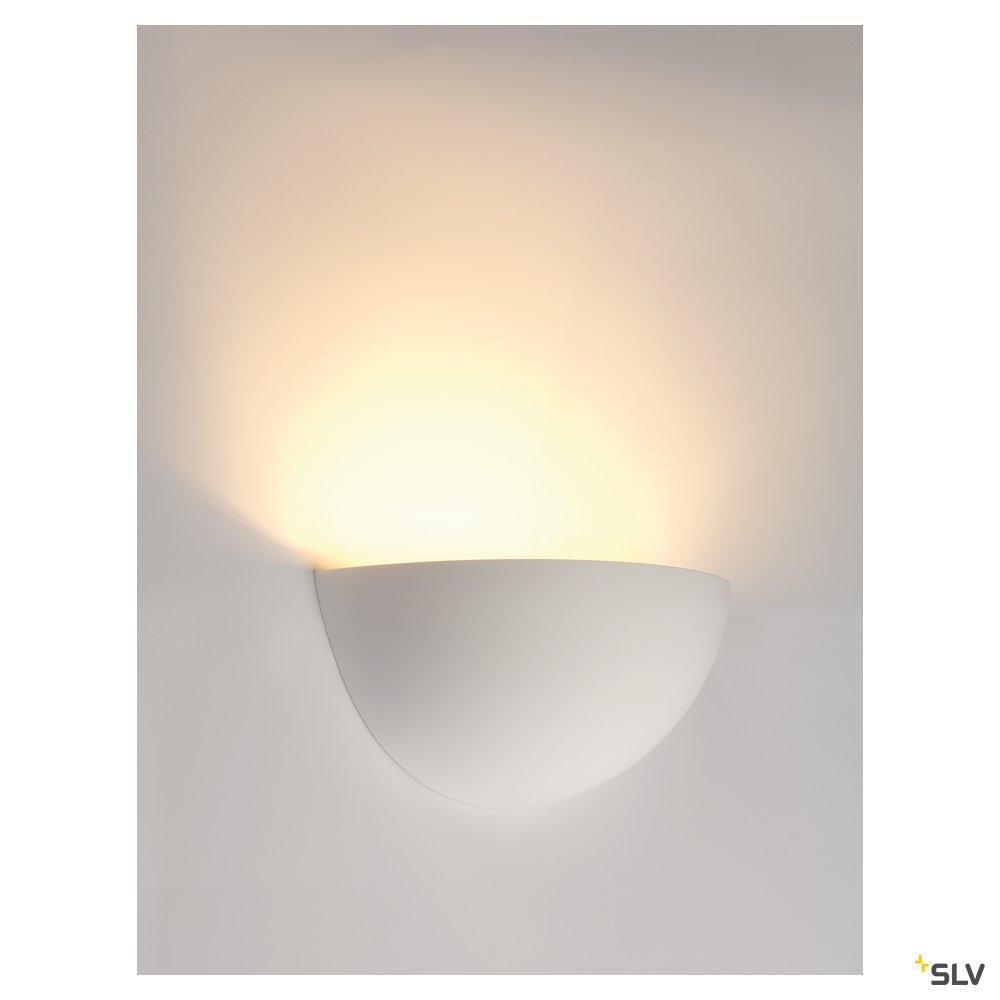 SLV Wandleuchte, GL 101 E14, halb rund, weisser Gips, max. 40W