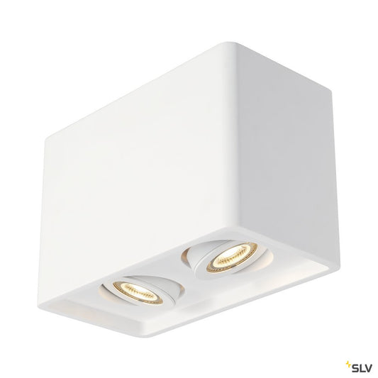SLV PLASTRA BOX 2 Deckenleuchte, eckig, weisser Gips, 2xGU10, max. 35W