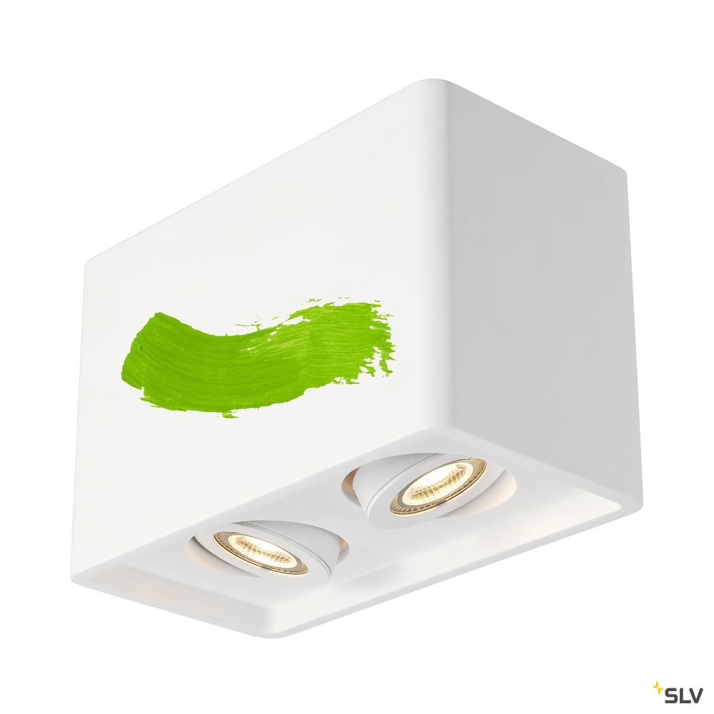 SLV PLASTRA BOX 2 Deckenleuchte, eckig, weisser Gips, 2xGU10, max. 35W