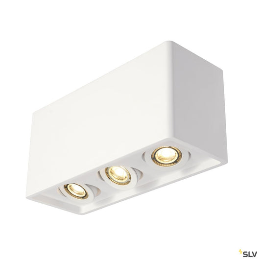 SLV PLASTRA BOX 3 Deckenleuchte, eckig, weisser Gips, 3xGU10, max. 35W