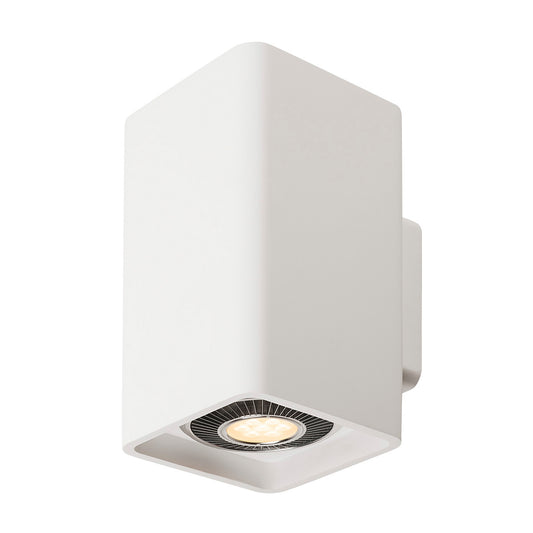 SLV PLASTRA, Wandleuchte, zweiflammig, LED GU10 111mm, eckig, up/down, weißer Gips, B/H/T 14/24,5/17 cm