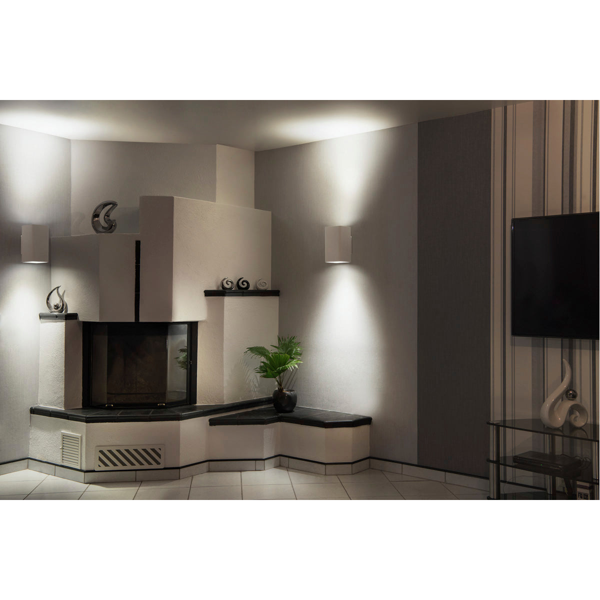 SLV PLASTRA, Wandleuchte, zweiflammig, LED GU10 111mm, eckig, up/down, weißer Gips, B/H/T 14/24,5/17 cm