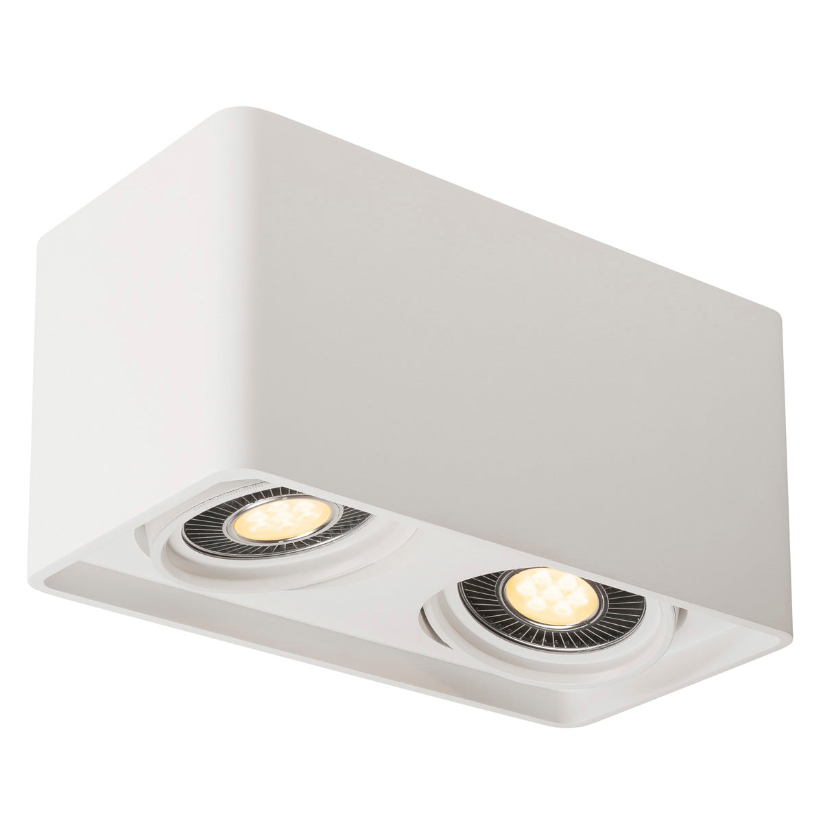 SLV PLASTRA, Deckenleuchte, zweiflammig, LED GU10 111mm, rechteckig, weißer Gips, L/B/H 35/18/19 cm