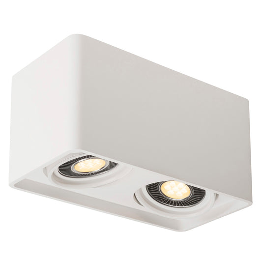 SLV PLASTRA, Deckenleuchte, zweiflammig, LED GU10 111mm, rechteckig, weißer Gips, L/B/H 35/18/19 cm