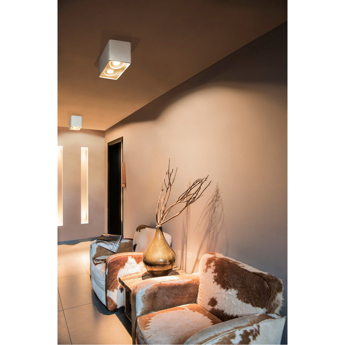 SLV PLASTRA, Deckenleuchte, zweiflammig, LED GU10 111mm, rechteckig, weißer Gips, L/B/H 35/18/19 cm