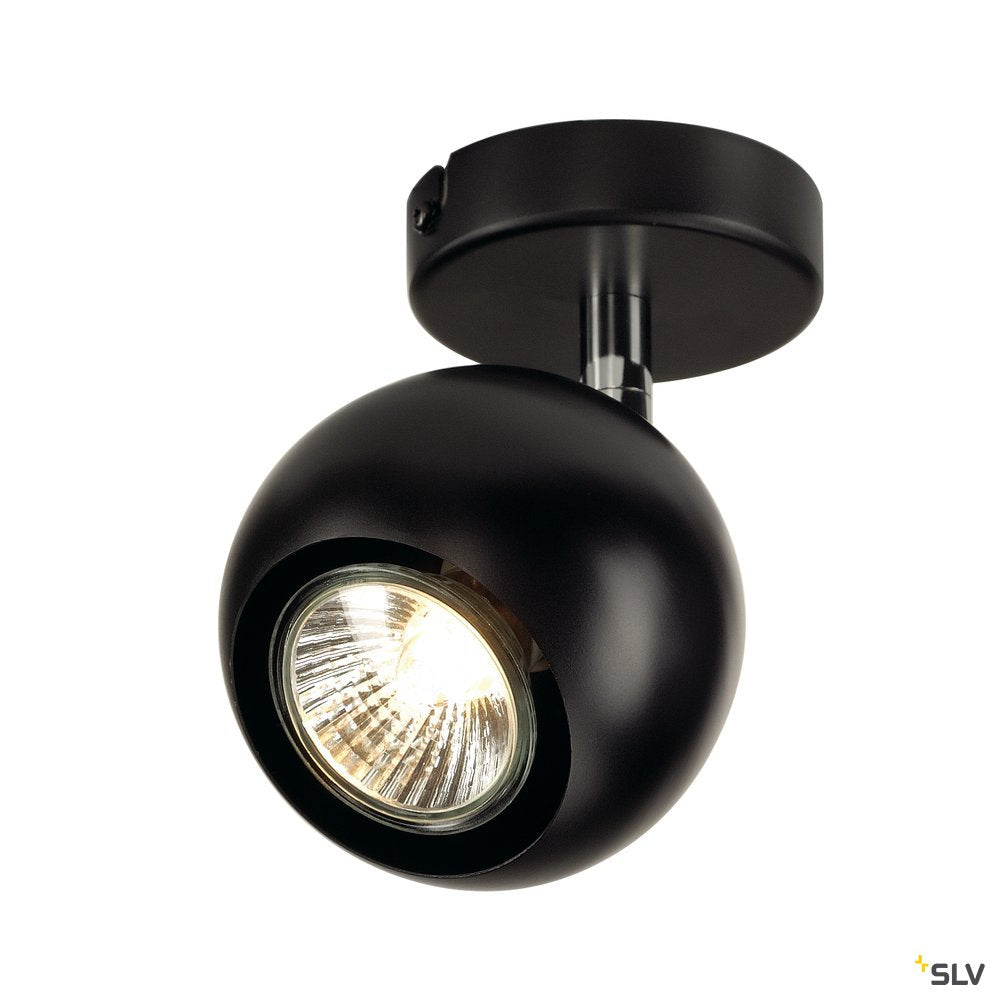 SLV LIGHT EYE 1 GU10 Wand- und Deckenleuchte, schwarz/ chrom, GU10, max. 50W