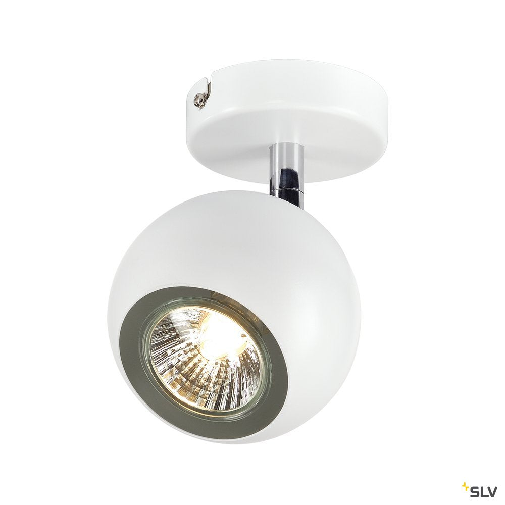 SLV LIGHT EYE 1 GU10 Wand- und Deckenleuchte, weiss/ chrom, GU10, max. 50W