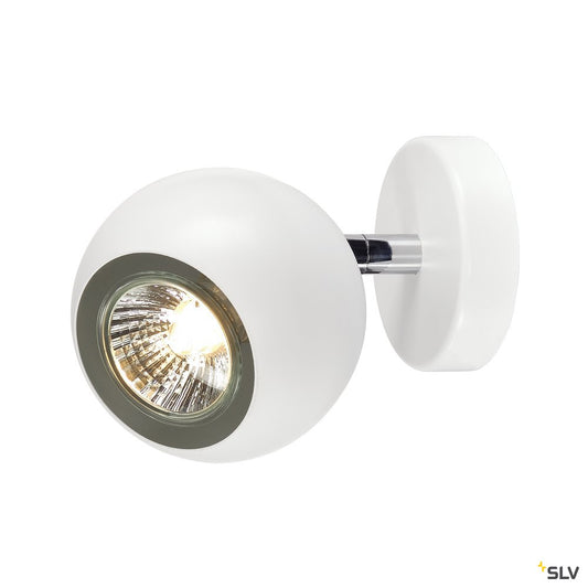 SLV LIGHT EYE 1 GU10 Wand- und Deckenleuchte, weiss/ chrom, GU10, max. 50W