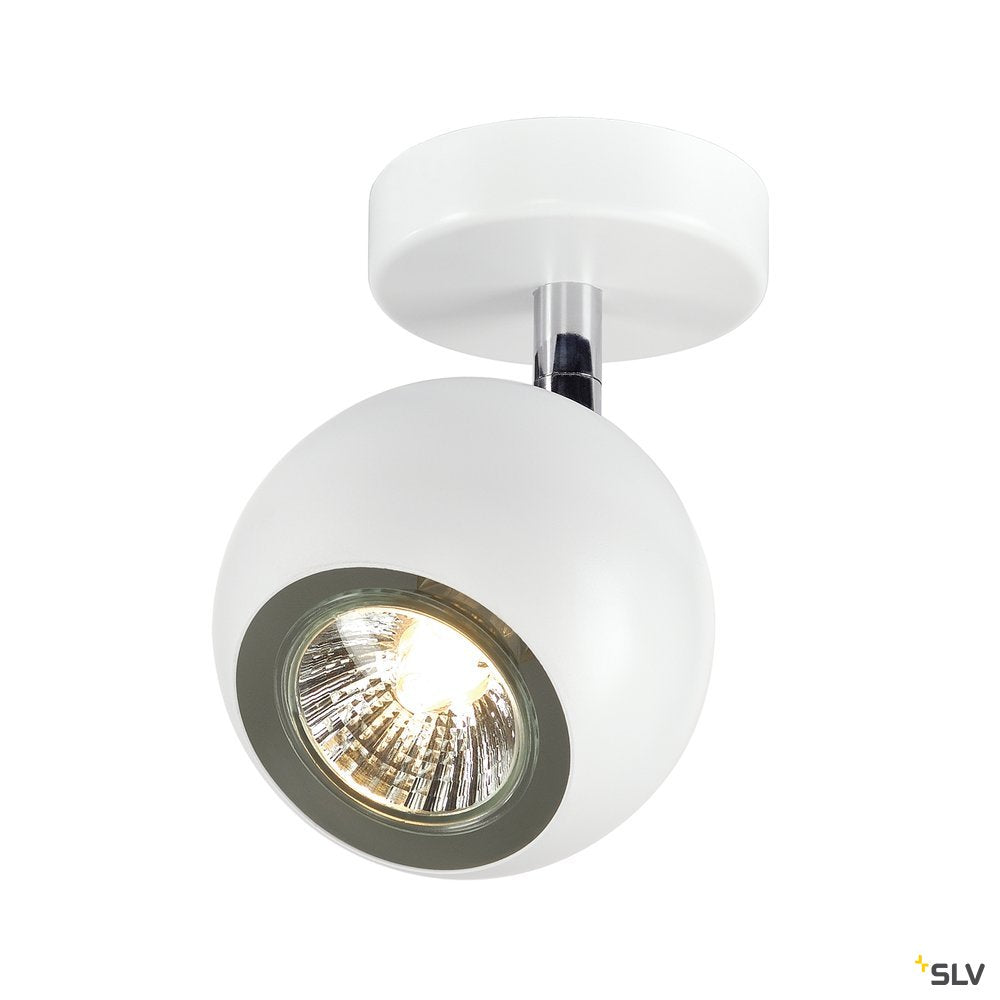 SLV LIGHT EYE 1 GU10 Wand- und Deckenleuchte, weiss/ chrom, GU10, max. 50W