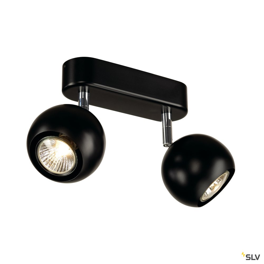 SLV LIGHT EYE 2 GU10 Wand- und Deckenleuchte, schwarz/ chrom, GU10, max. 2x50W