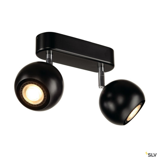 SLV LIGHT EYE 2 GU10 Wand- und Deckenleuchte, schwarz/ chrom, GU10, max. 2x50W