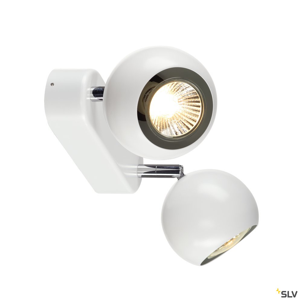 SLV LIGHT EYE 2 GU10 Wand- und Deckenleuchte, weiss/ chrom, GU10, max. 2x50W