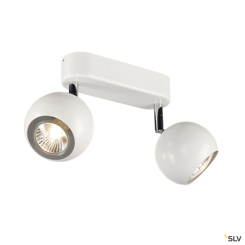 SLV LIGHT EYE 2 GU10 Wand- und Deckenleuchte, weiss/ chrom, GU10, max. 2x50W