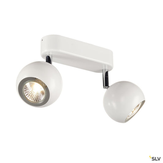 SLV LIGHT EYE 2 GU10 Wand- und Deckenleuchte, weiss/ chrom, GU10, max. 2x50W