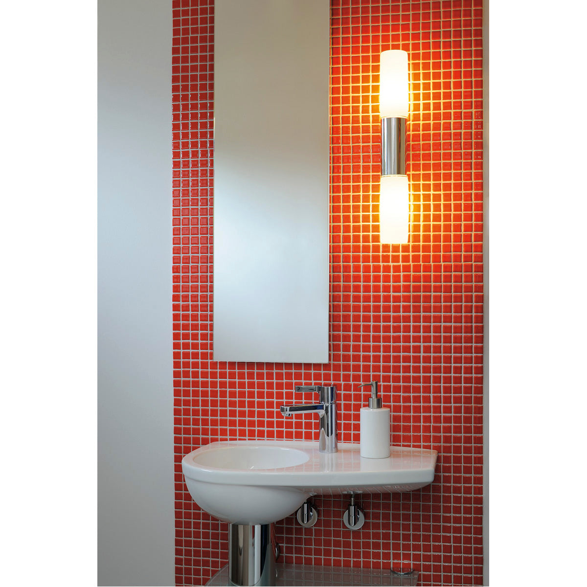 SLV DEVIN DOUBLE Wandleuchte, rund, chrom, satiniertes Glas, 2x E14 max. 2x11W, IP44