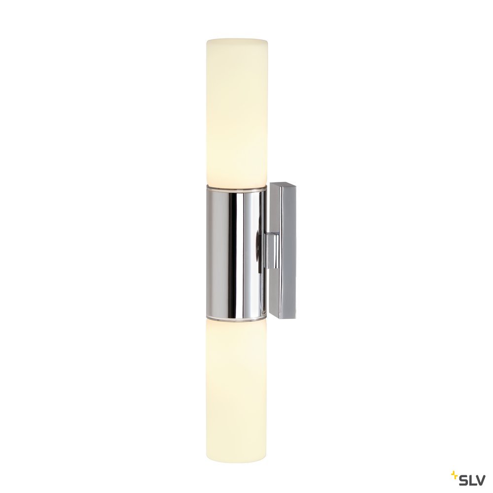 SLV DEVIN DOUBLE Wandleuchte, LED, rund, chrom, satiniertes Glas,