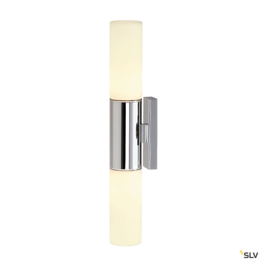 SLV DEVIN DOUBLE Wandleuchte, LED, rund, chrom, satiniertes Glas,