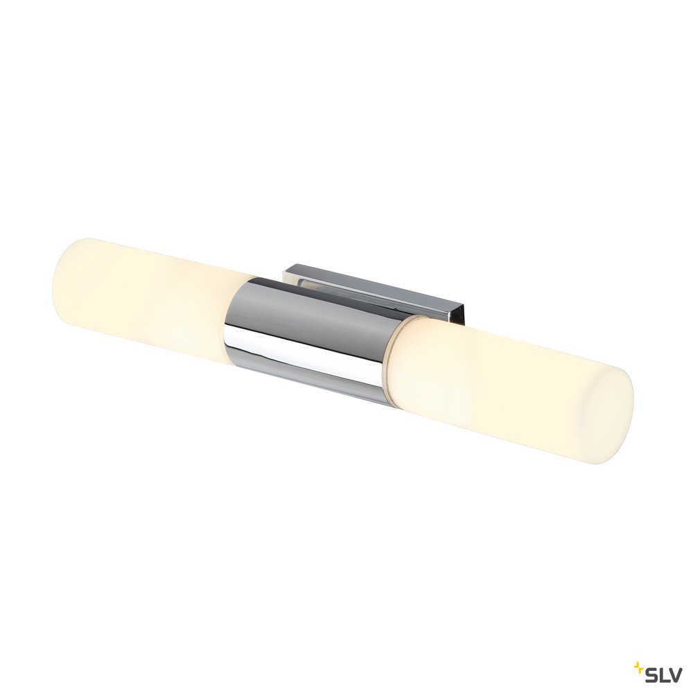 SLV DEVIN DOUBLE Wandleuchte, LED, rund, chrom, satiniertes Glas,