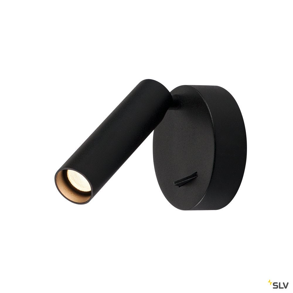 SLV MILAN Single Spot, Wand- und Deckenleuchte, rund, schwarz, 7,5W LED, 3000K, mit Schalter