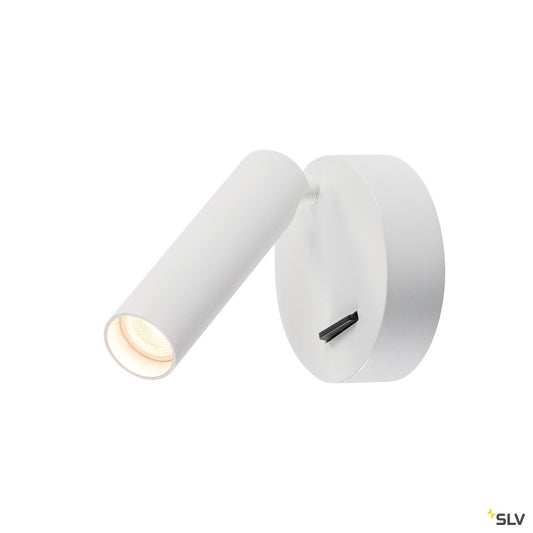 SLV MILAN Single Spot, Wand- und Deckenleuchte, rund, weiss, 7,5W LED, 3000K, mit Schalter
