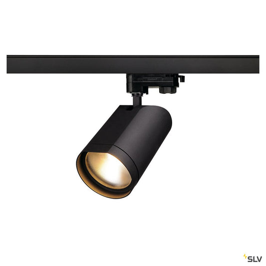 SLV BILAS SPOT 60° LED, rund, mattschwarz, 15W, 2700K, inkl. 3P.-Adapter