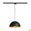 SLV FORCHINI M Pendelleuchte, 40cm rund, schwarz/gold, E27, inkl. schwarzem 3P.-Adapter, Metall