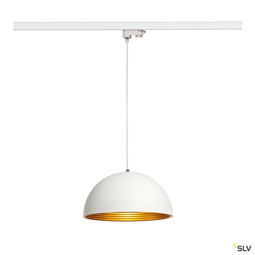 SLV FORCHINI M Pendelleuchte, 40cm rund, weiss/gold, E27, inkl. weissem 3P.-Adapter, Metall
