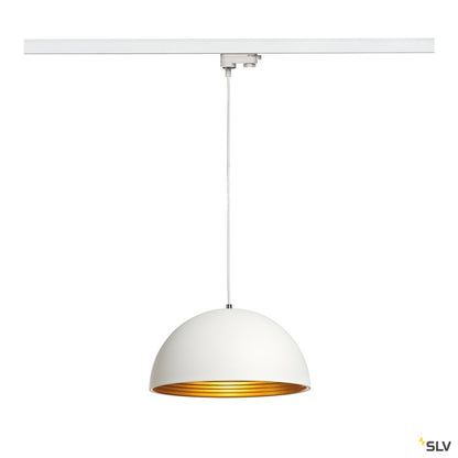 SLV FORCHINI M Pendelleuchte, 40cm rund, weiss/gold, E27, inkl. weissem 3P.-Adapter, Metall
