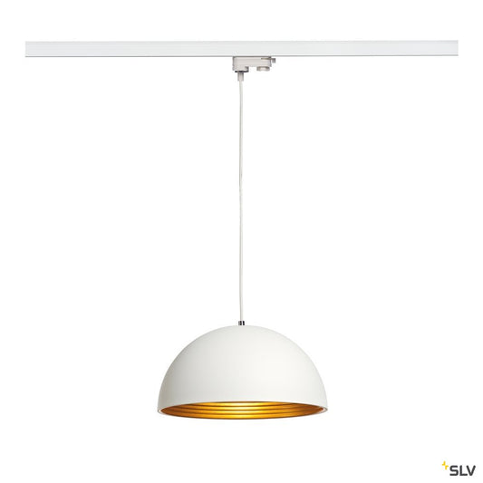 SLV FORCHINI M Pendelleuchte, 40cm rund, weiss/gold, E27, inkl. weissem 3P.-Adapter, Metall